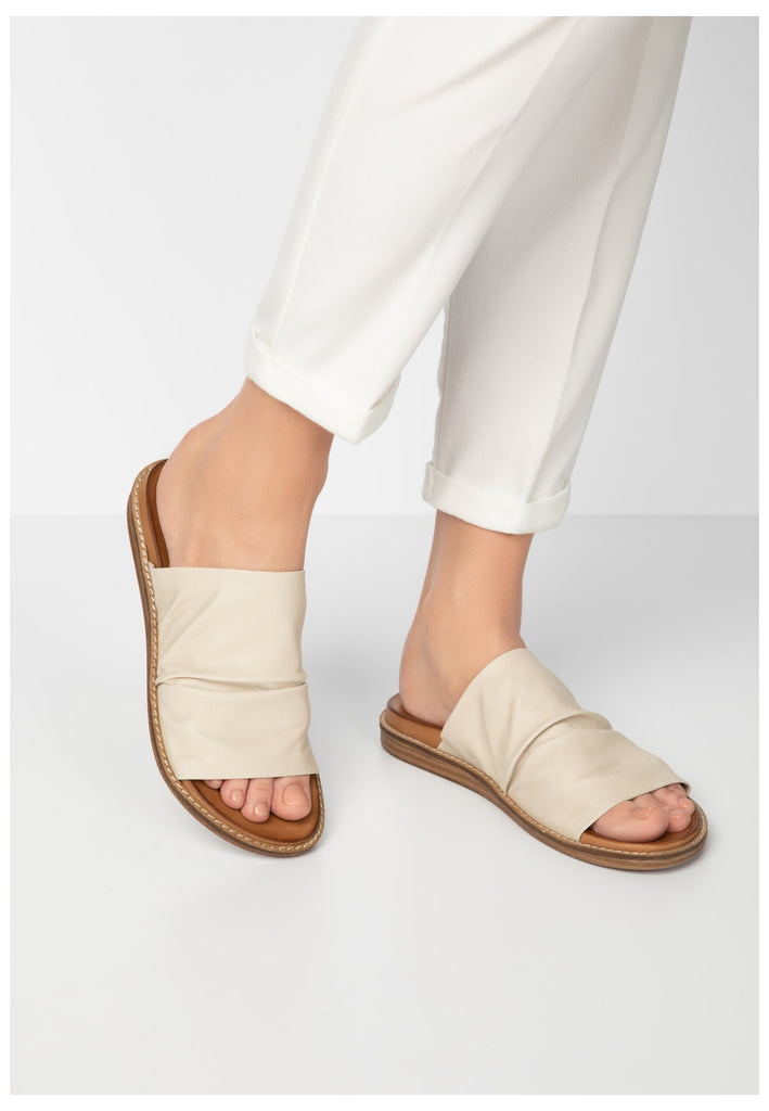 Inuovo Pantoletten Leder Beige - surf4shoes