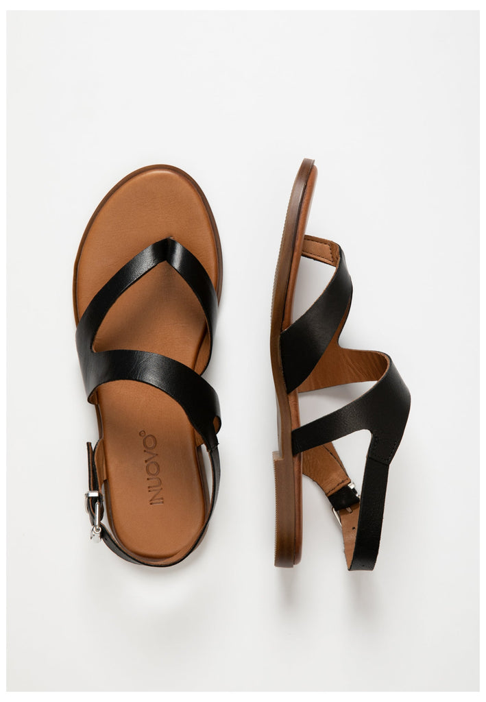 Inuovo Zehensteg Leder Schwarz - surf4shoes