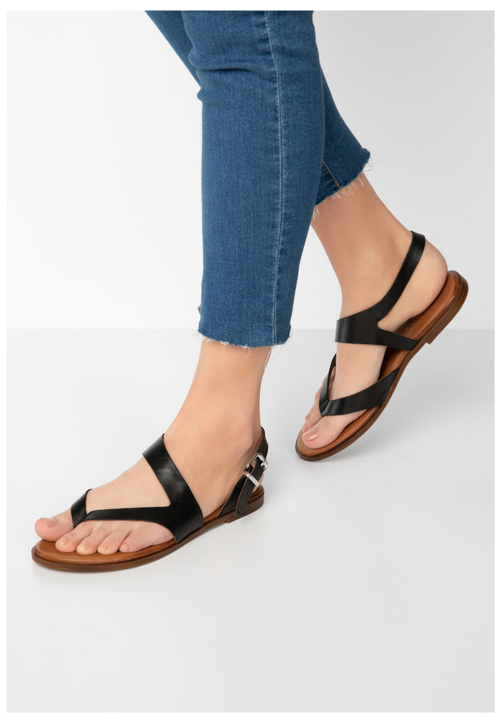 Inuovo Zehensteg Leder Schwarz - surf4shoes