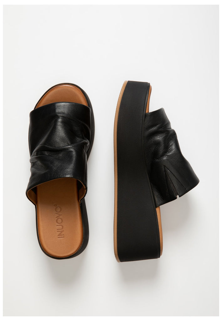 Inuovo Pantoletten Leder Schwarz - surf4shoes