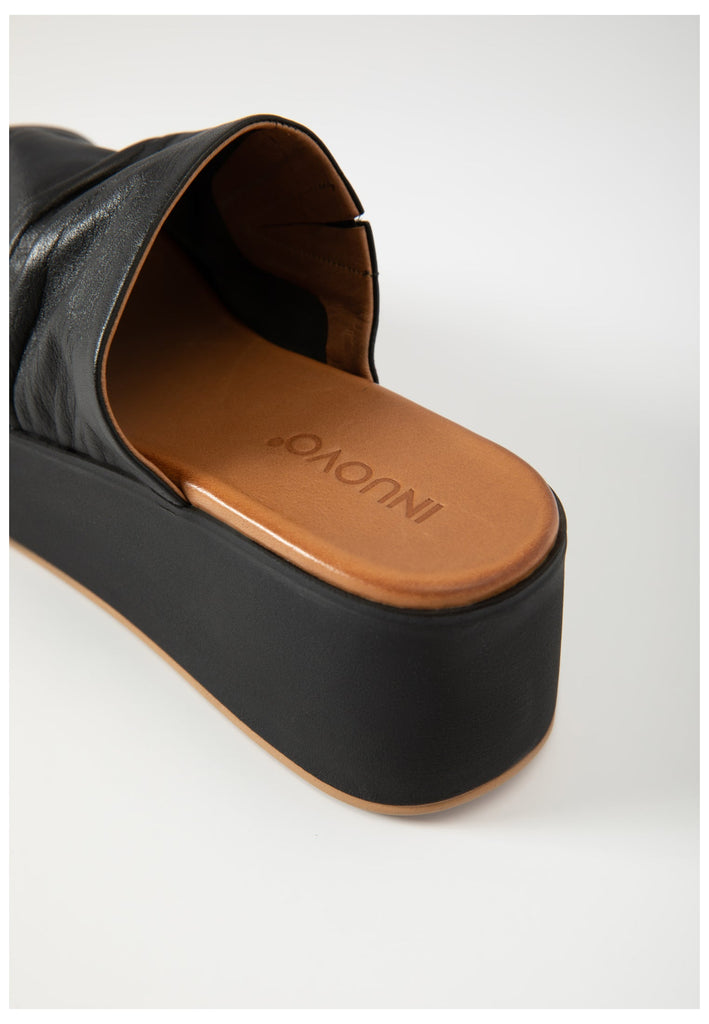 Inuovo Pantoletten Leder Schwarz - surf4shoes