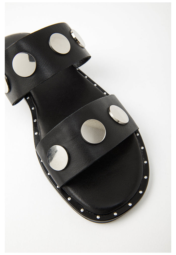 Inuovo Pantoletten Leder Schwarz - surf4shoes