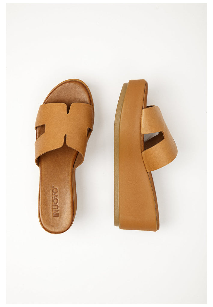 Inuovo Pantoletten Leder Mittelbraun - surf4shoes