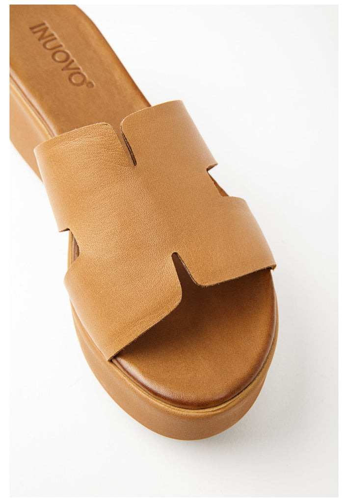 Inuovo Pantoletten Leder Mittelbraun - surf4shoes