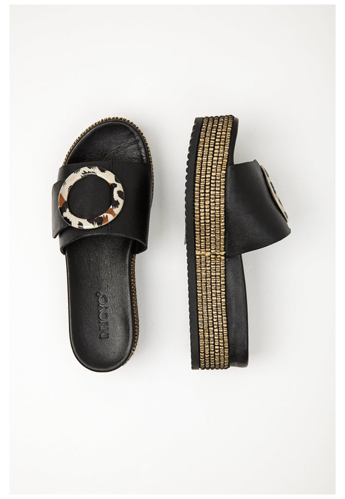 Inuovo Pantoletten Leder Schwarz - surf4shoes