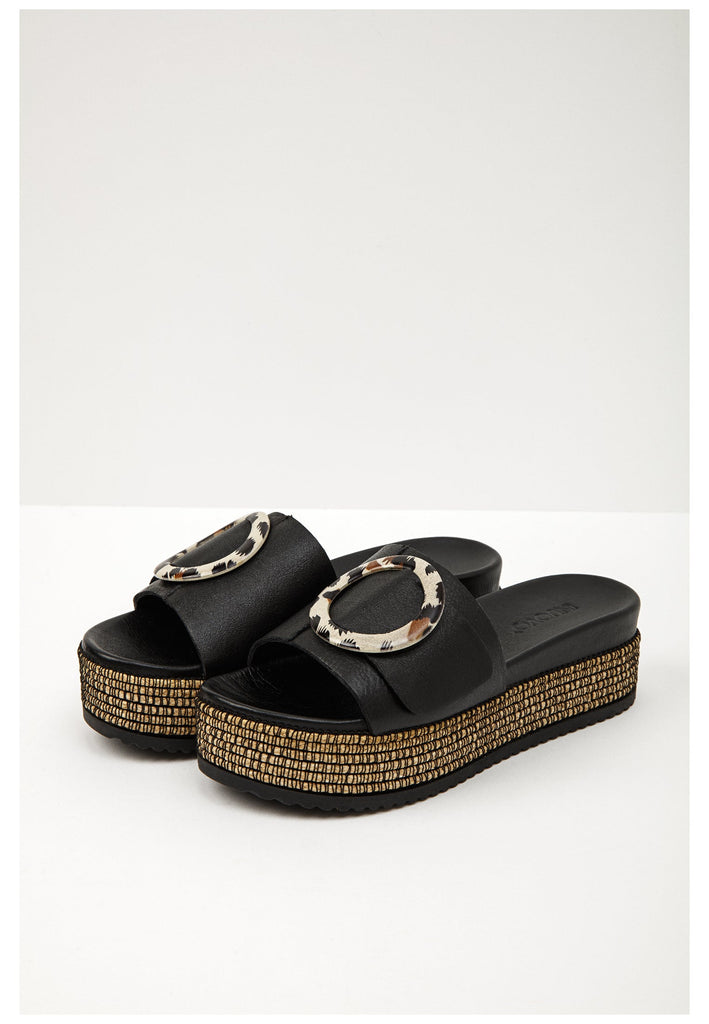 Inuovo Pantoletten Leder Schwarz - surf4shoes