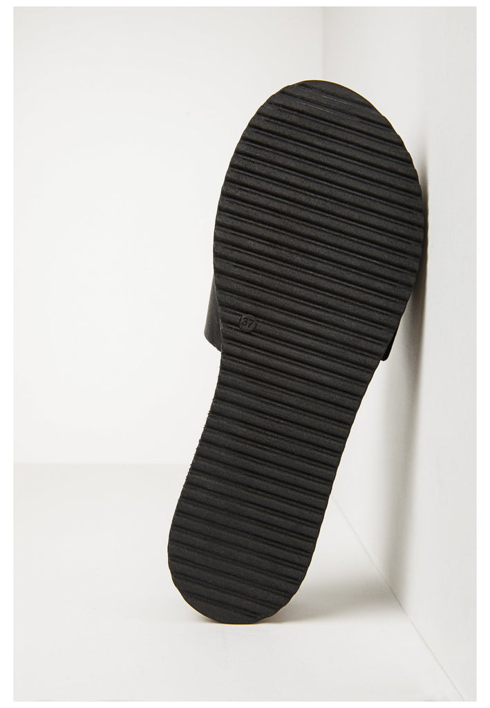 Inuovo Pantoletten Leder Schwarz - surf4shoes