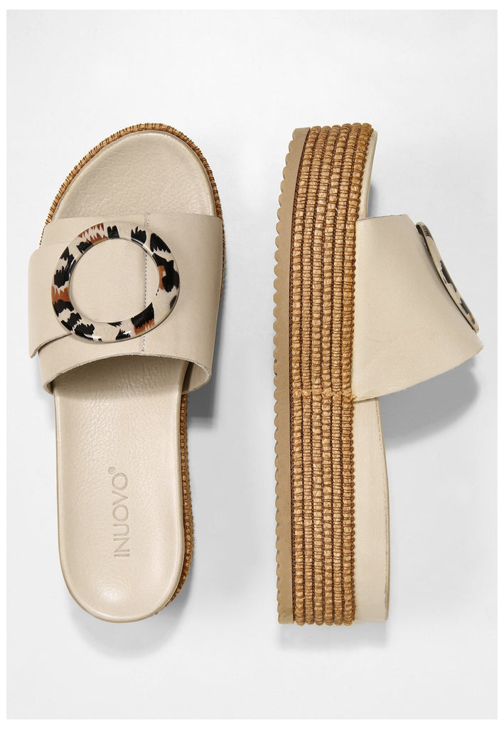 Inuovo Pantoletten Leder Beige - surf4shoes