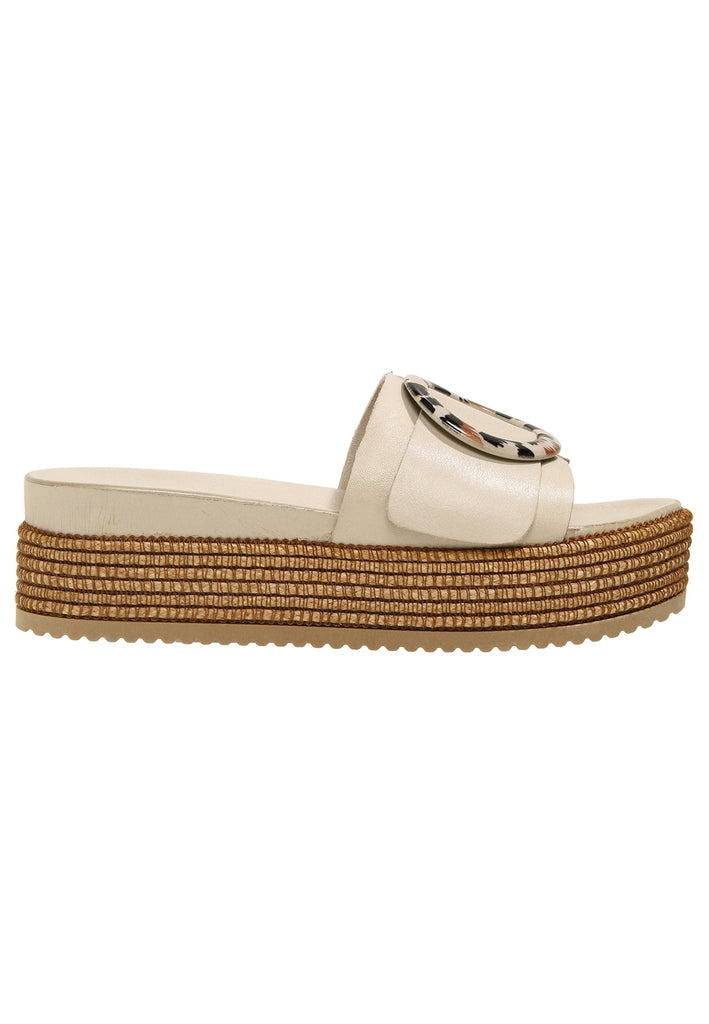 Inuovo Pantoletten Leder Beige - surf4shoes