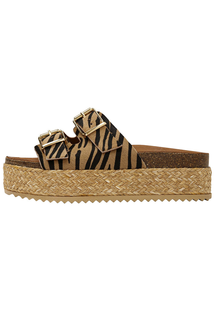 Inuovo Pantoletten Leder Beige/Schwarz - surf4shoes