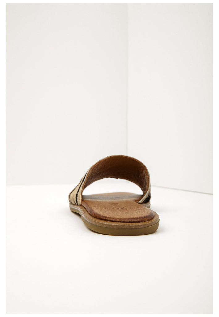 Inuovo Pantoletten Leder Beige/Schwarz - surf4shoes