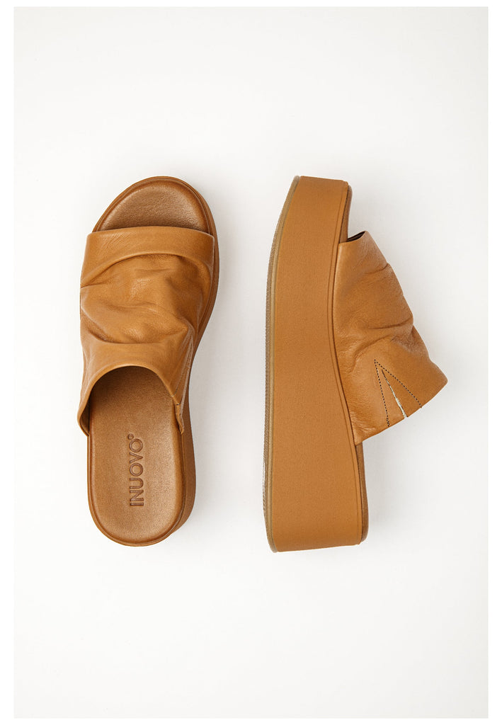 Inuovo Pantoletten Leder Mittelbraun - surf4shoes