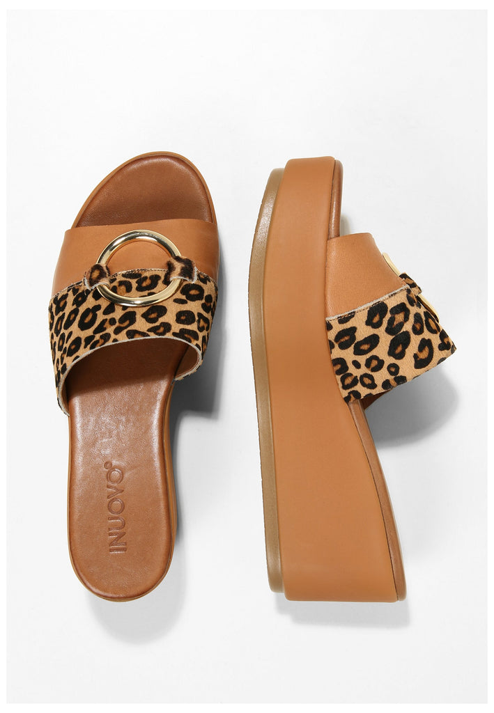 Inuovo Pantoletten Leder Leopard - surf4shoes