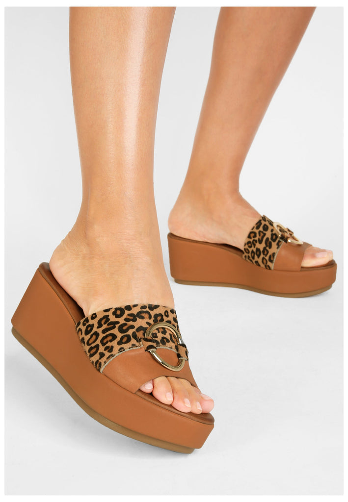 Inuovo Pantoletten Leder Leopard - surf4shoes