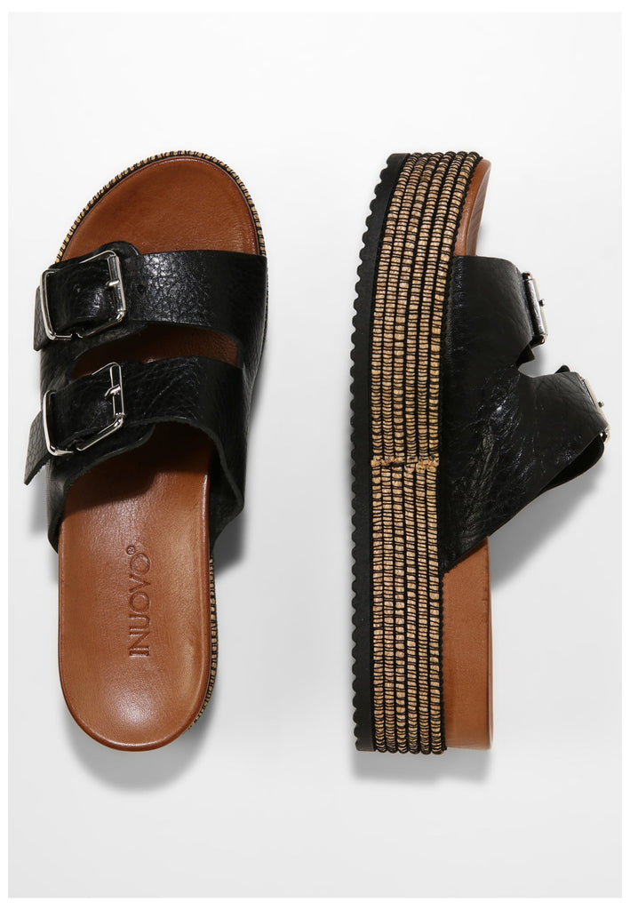 Inuovo Pantoletten Leder Schwarz - surf4shoes