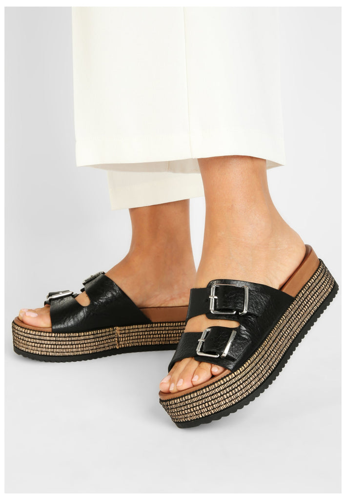 Inuovo Pantoletten Leder Schwarz - surf4shoes