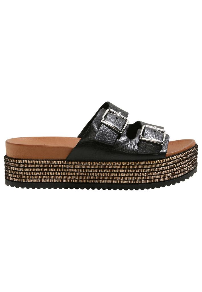 Inuovo Pantoletten Leder Schwarz - surf4shoes