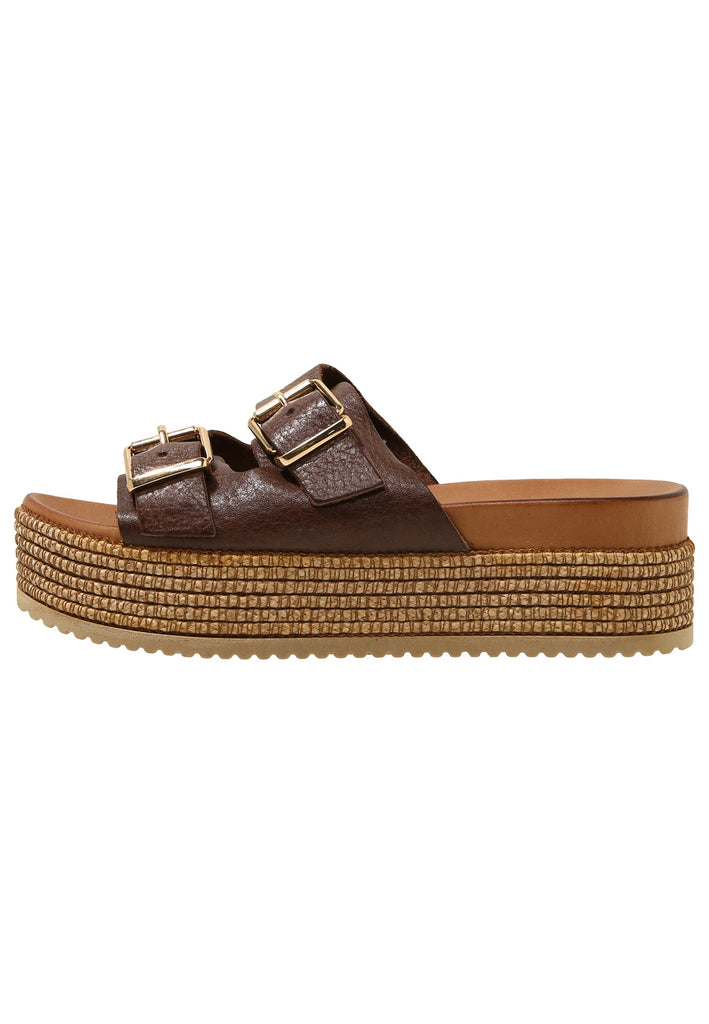Inuovo Pantoletten Leder Dunkelbraun - surf4shoes