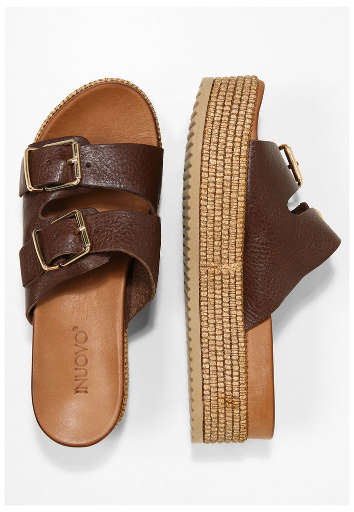 Inuovo Pantoletten Leder Dunkelbraun - surf4shoes