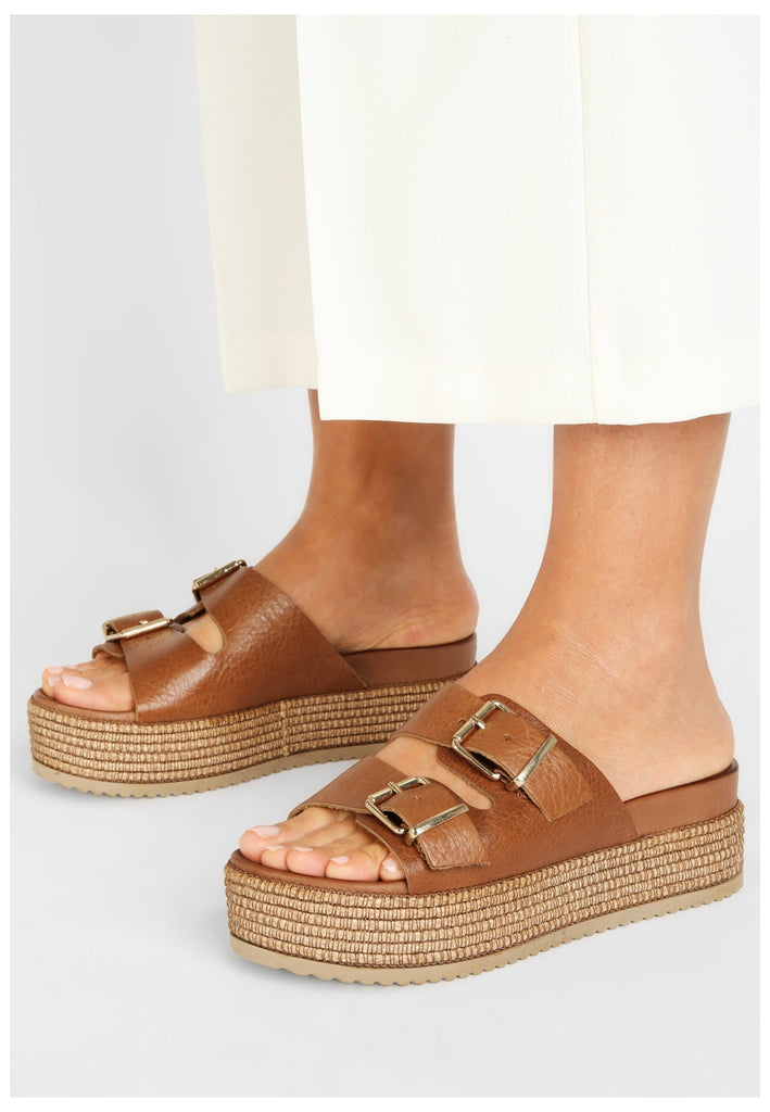 Inuovo Pantoletten Leder Mittelbraun - surf4shoes