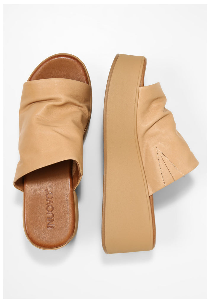 Inuovo Pantoletten Leder Hellbraun - surf4shoes