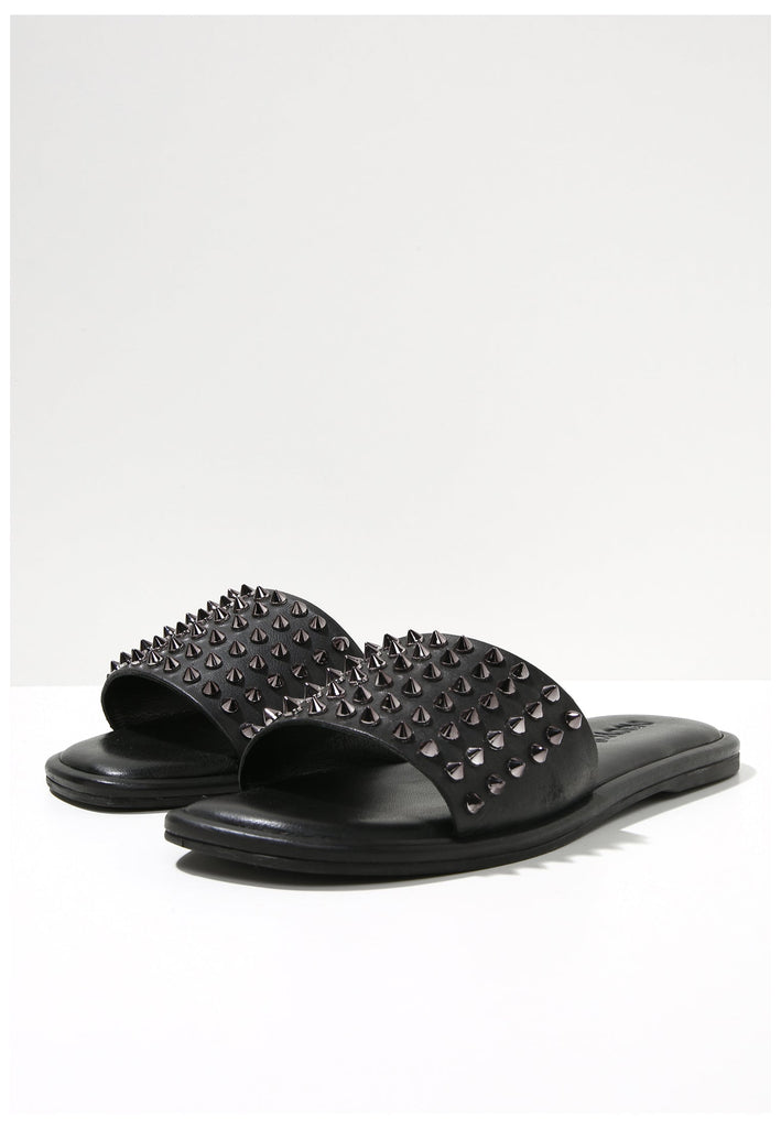 Inuovo Pantoletten Leder Schwarz - surf4shoes