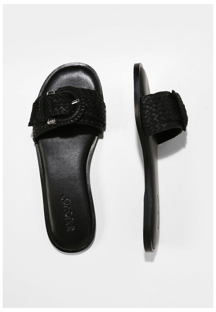 Inuovo Pantoletten Leder Schwarz - surf4shoes