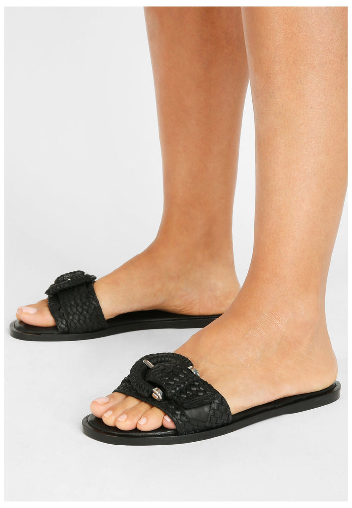 Inuovo Pantoletten Leder Schwarz - surf4shoes