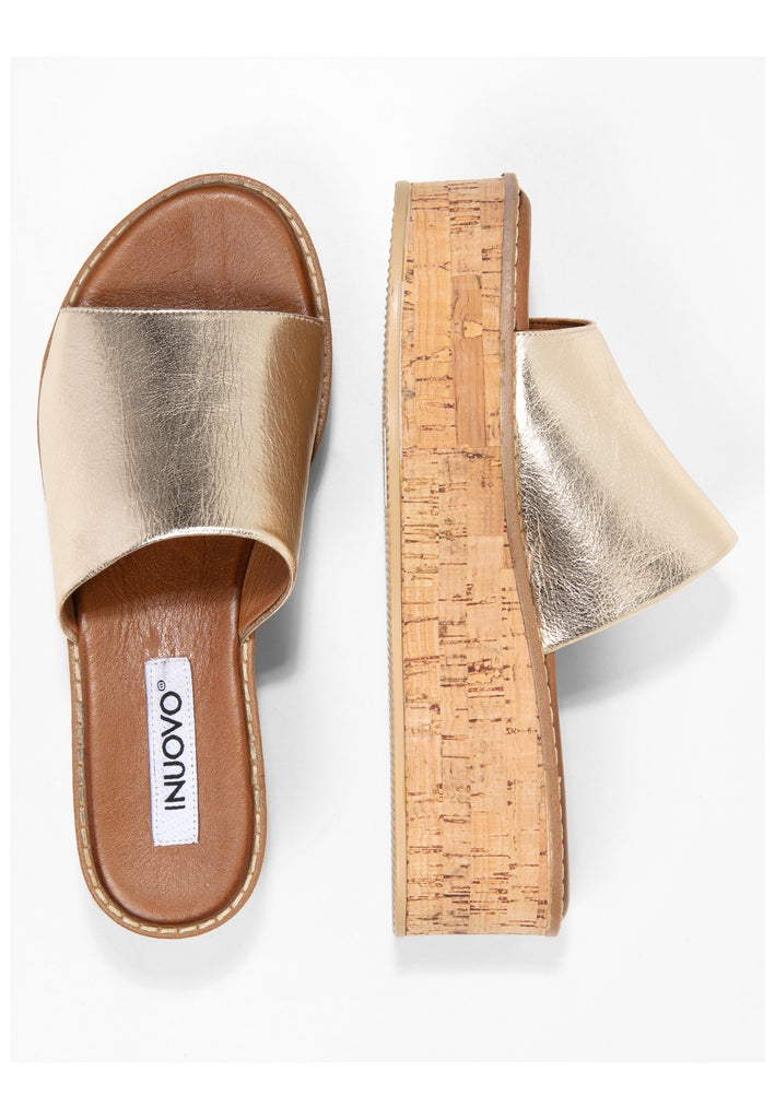 Inuovo Pantoletten Leder Gold - surf4shoes