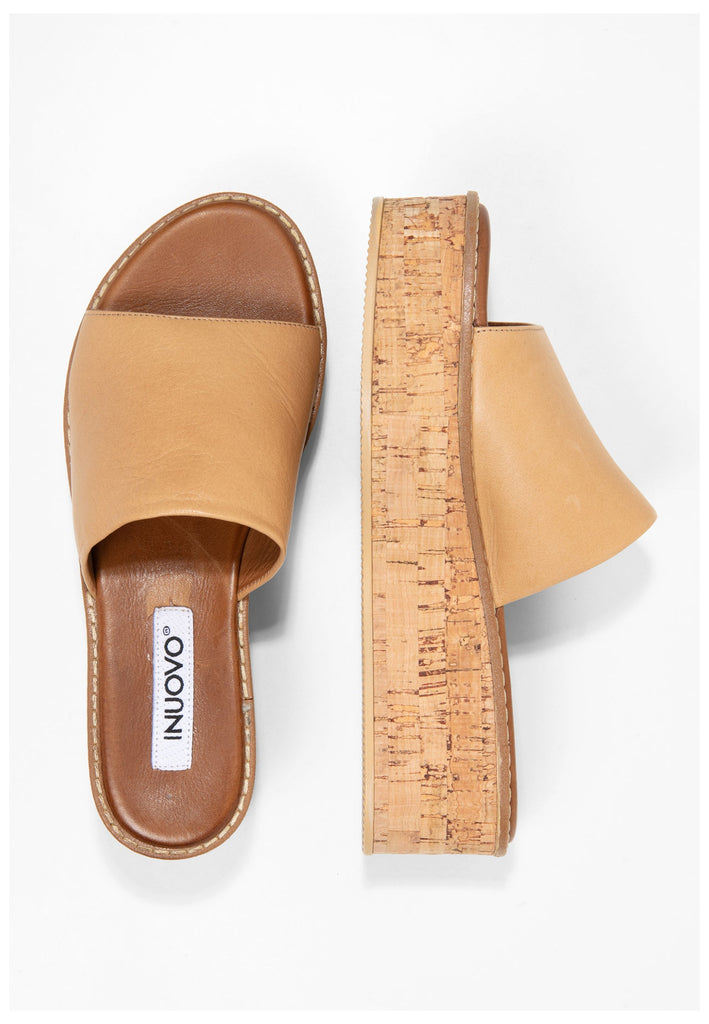Inuovo Pantoletten Leder Hellbraun - surf4shoes