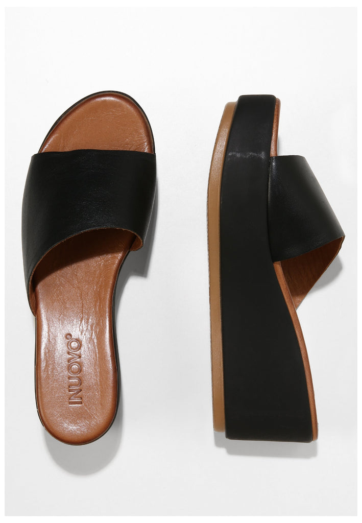 Inuovo Pantoletten Leder Schwarz - surf4shoes
