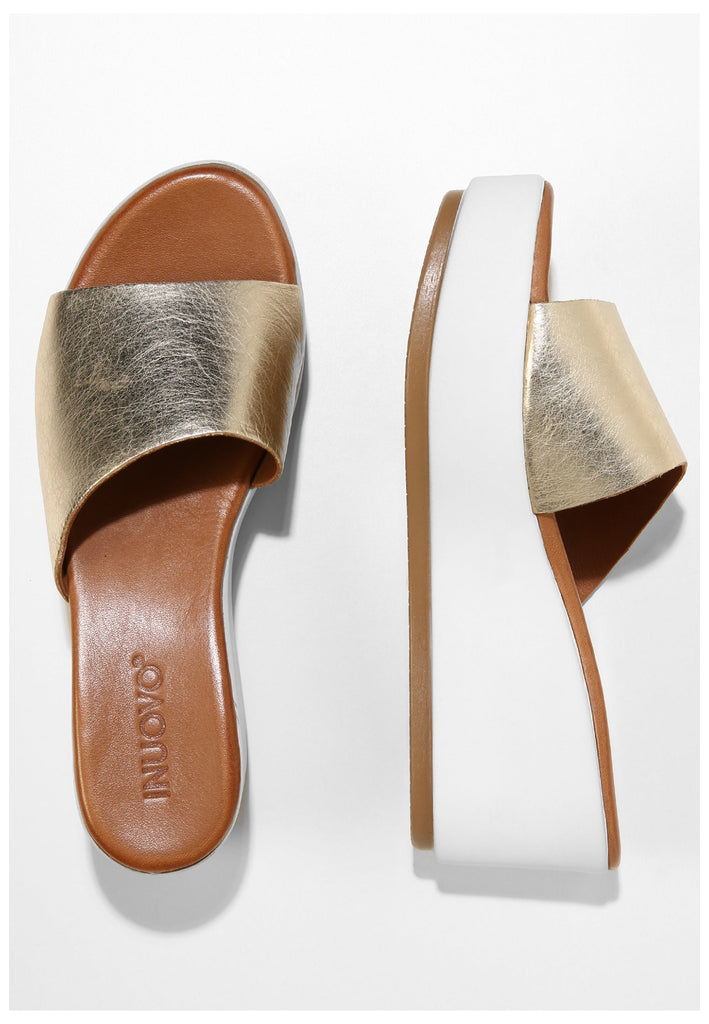 Inuovo Pantoletten Leder Gold - surf4shoes
