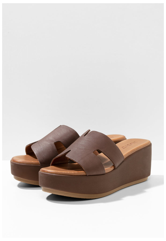 Inuovo Pantoletten Leder Dunkelbraun - surf4shoes