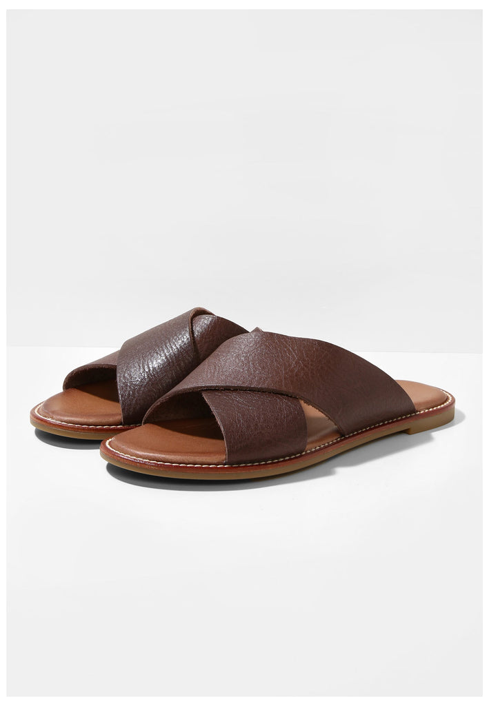 Inuovo Pantoletten Leder Dunkelbraun - surf4shoes