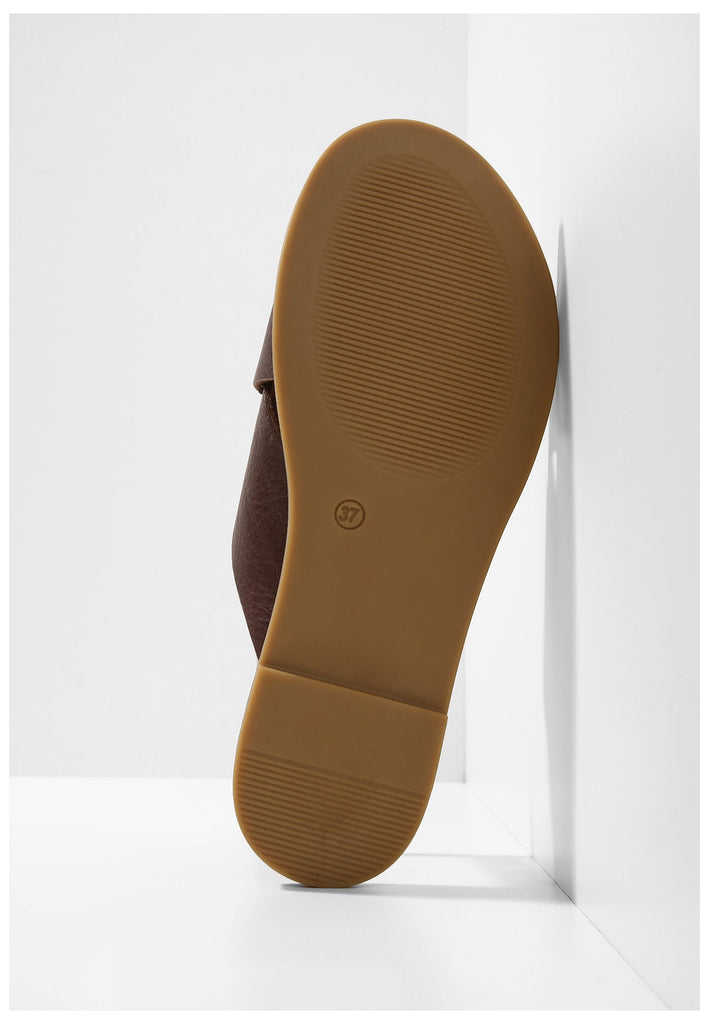 Inuovo Pantoletten Leder Dunkelbraun - surf4shoes