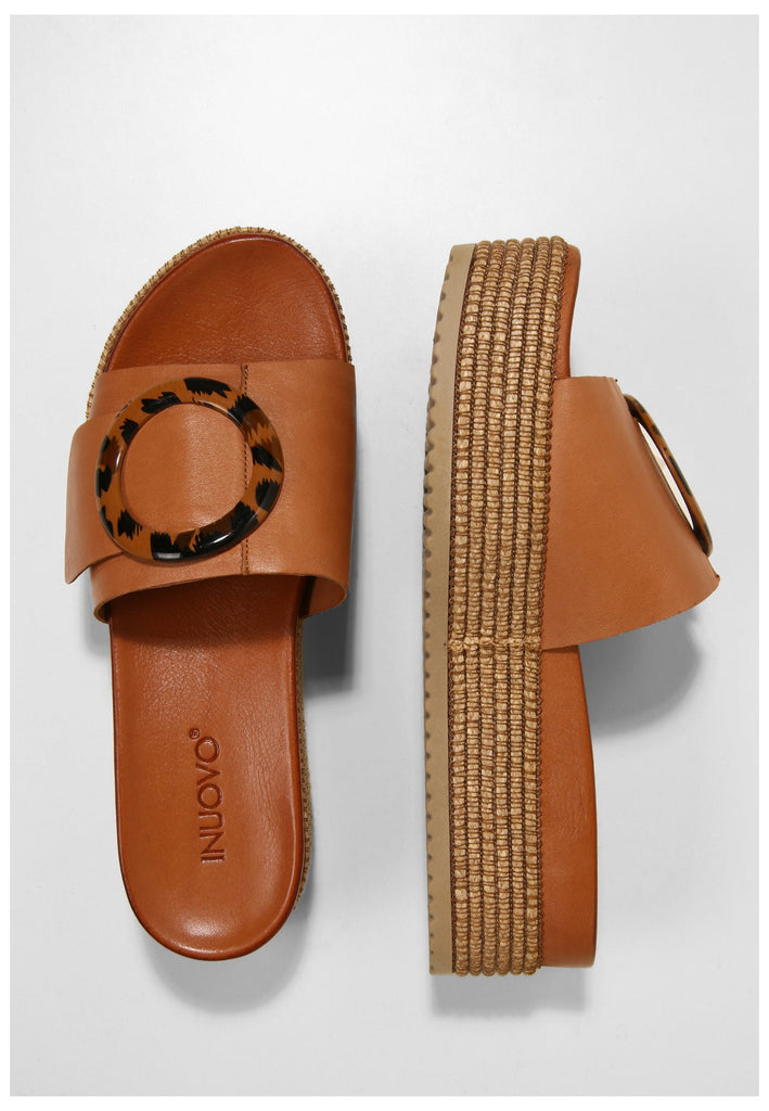 Inuovo Pantoletten Leder Mittelbraun - surf4shoes