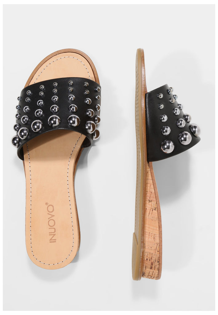 Inuovo Pantoletten Leder Schwarz - surf4shoes