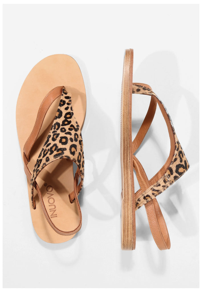 Inuovo Zehensteg Leder Leopard - surf4shoes