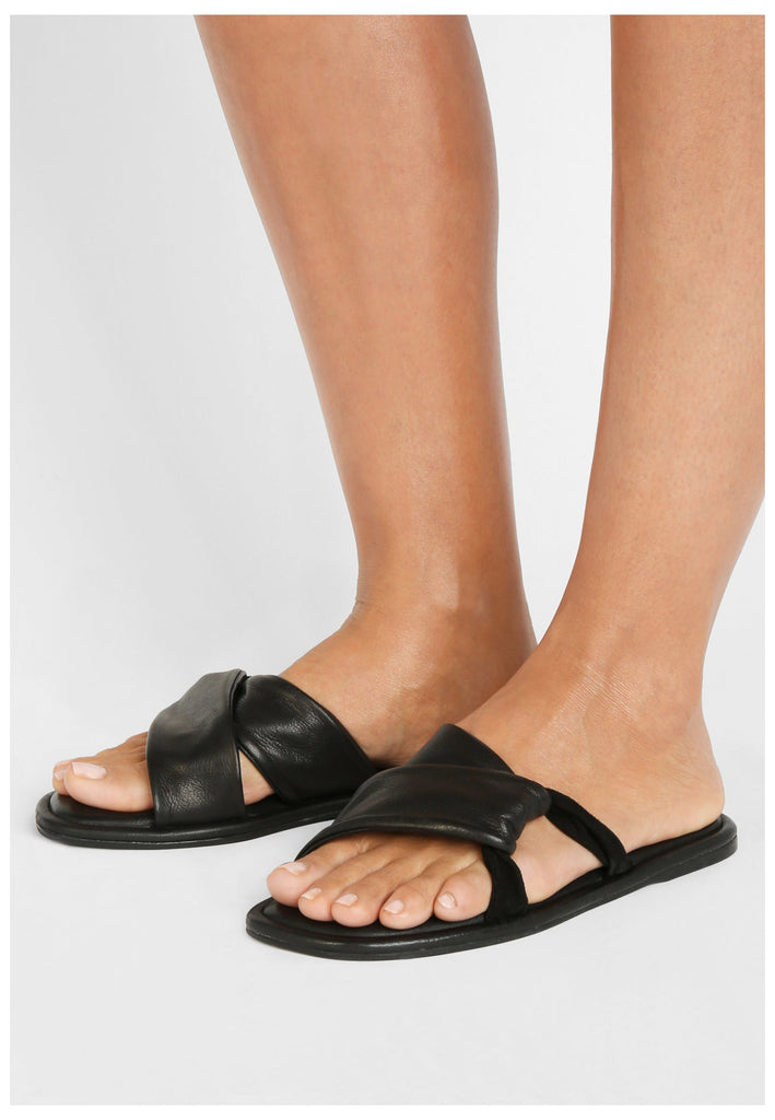 Inuovo Pantoletten Leder Schwarz - surf4shoes