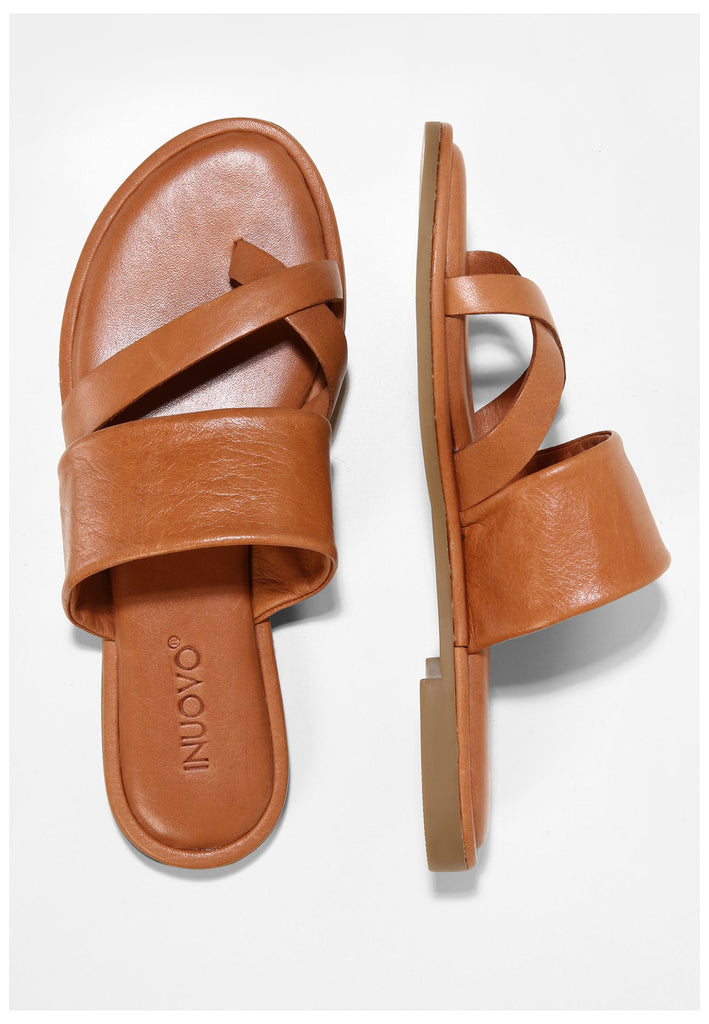 Inuovo Pantoletten Leder Mittelbraun - surf4shoes