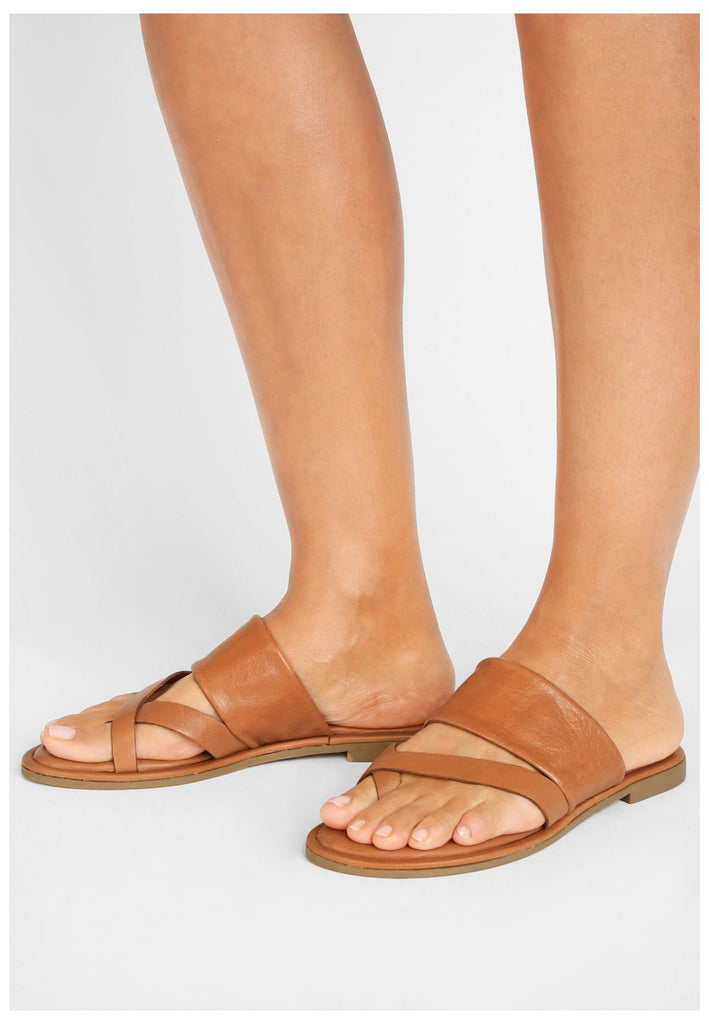 Inuovo Pantoletten Leder Mittelbraun - surf4shoes