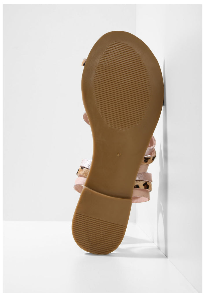 Inuovo Zehensteg Leder Braun/Rosa - surf4shoes