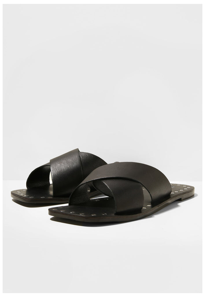 Inuovo Pantoletten Leder Schwarz - surf4shoes