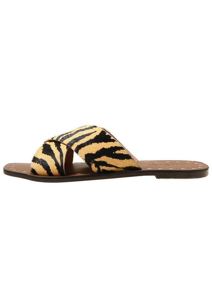Inuovo Pantoletten Leder Beige/Schwarz - surf4shoes