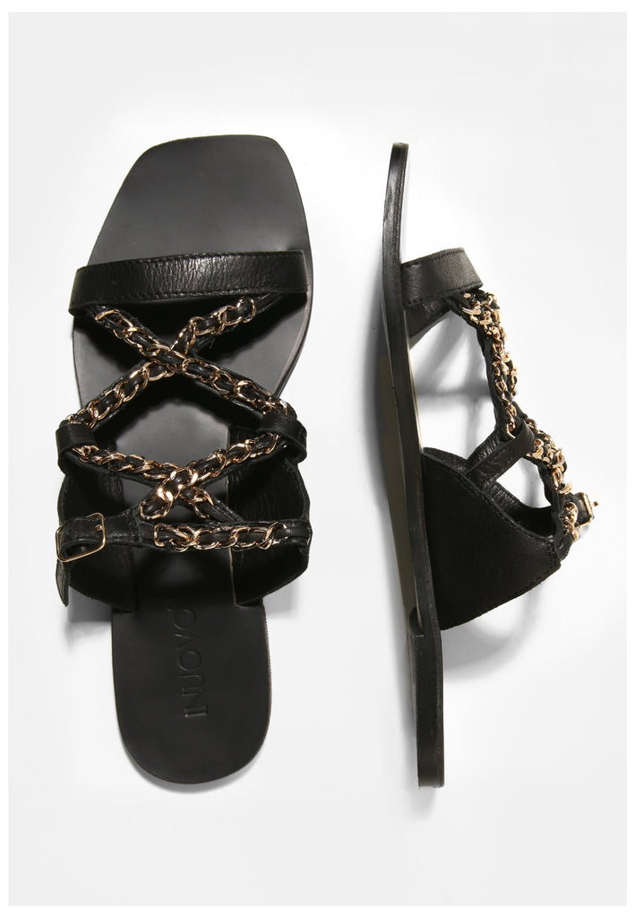 Inuovo Pantoletten Leder Schwarz - surf4shoes