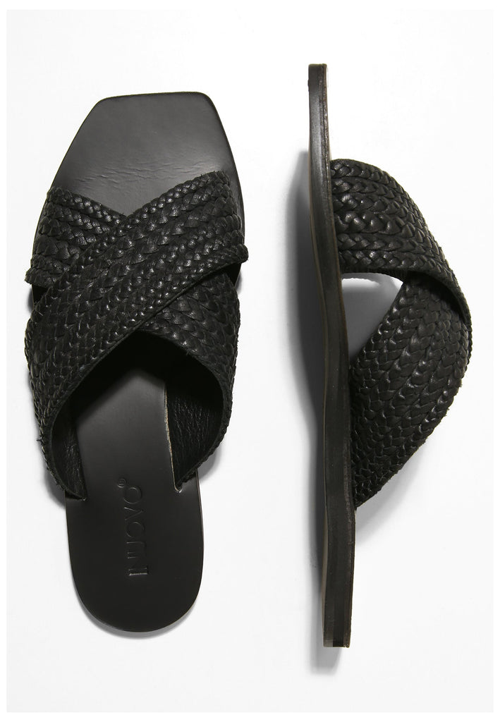 Inuovo Pantoletten Leder Schwarz - surf4shoes