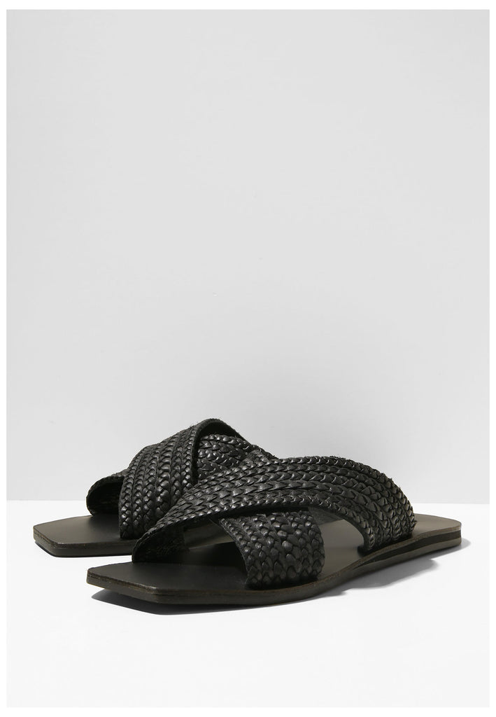 Inuovo Pantoletten Leder Schwarz - surf4shoes