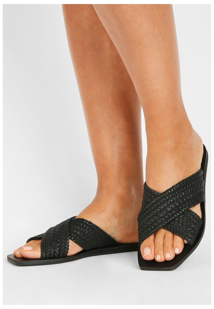 Inuovo Pantoletten Leder Schwarz - surf4shoes