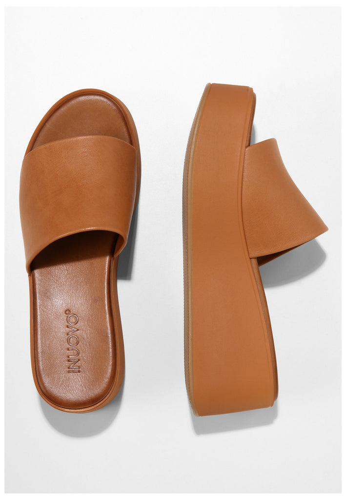 Inuovo Pantoletten Leder Mittelbraun - surf4shoes