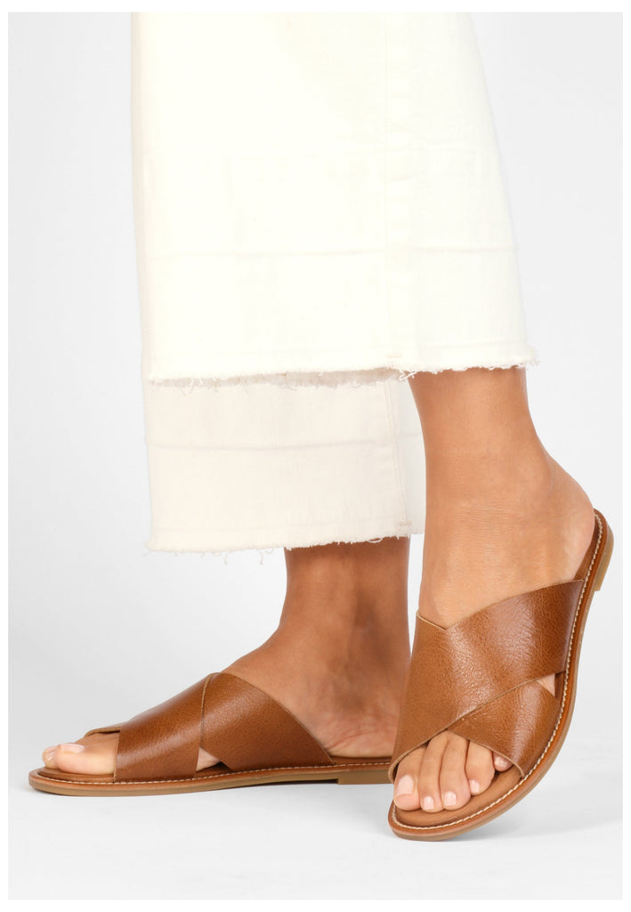 Inuovo Pantoletten Leder Mittelbraun - surf4shoes